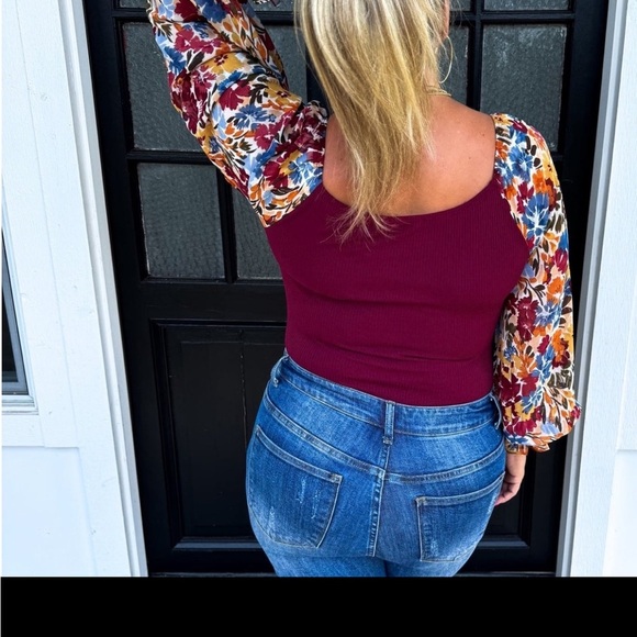 Autumn Blooms Floral Sleeve Body Suit NWT - Picture 4 of 5